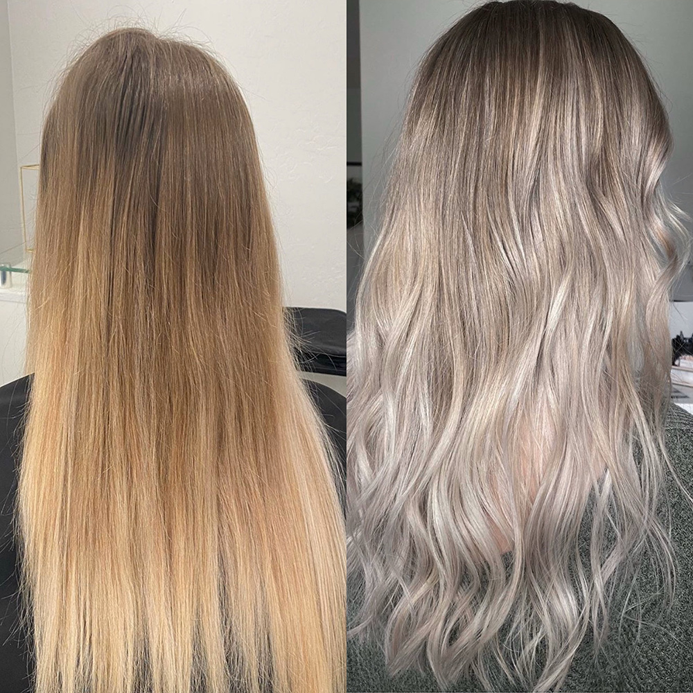 salon hair color before and after
